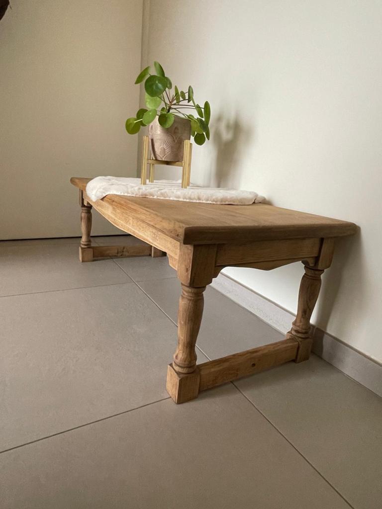 Vintage massief eiken sidetable / bankje, Ophalen, Zo goed als nieuw