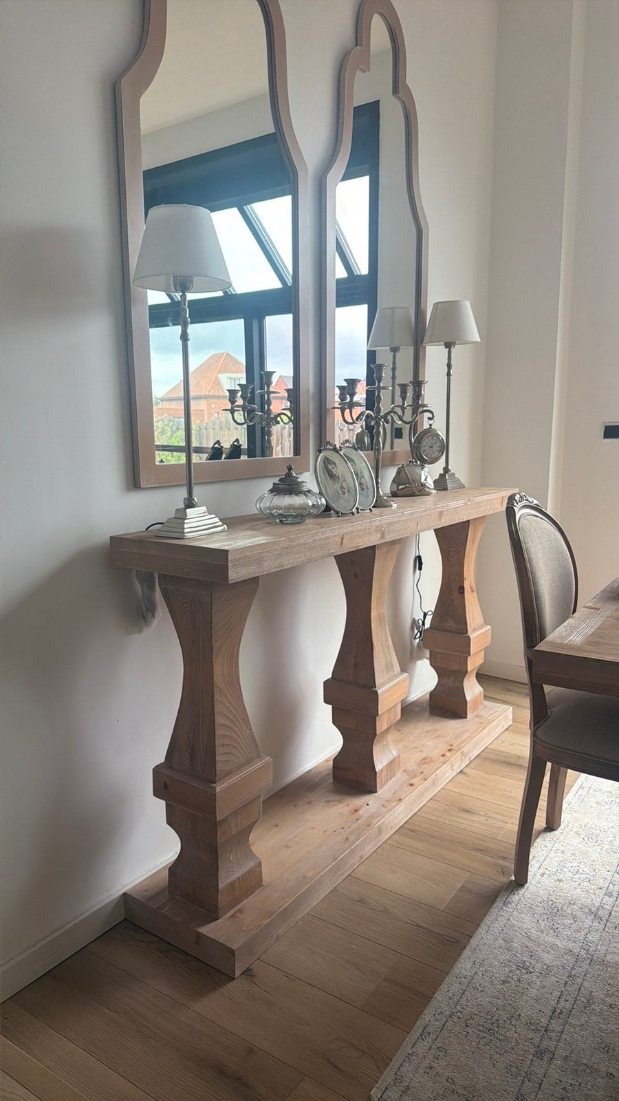 Robuuste houten muurtafel / consoletafel – landelijke stijl, Ophalen