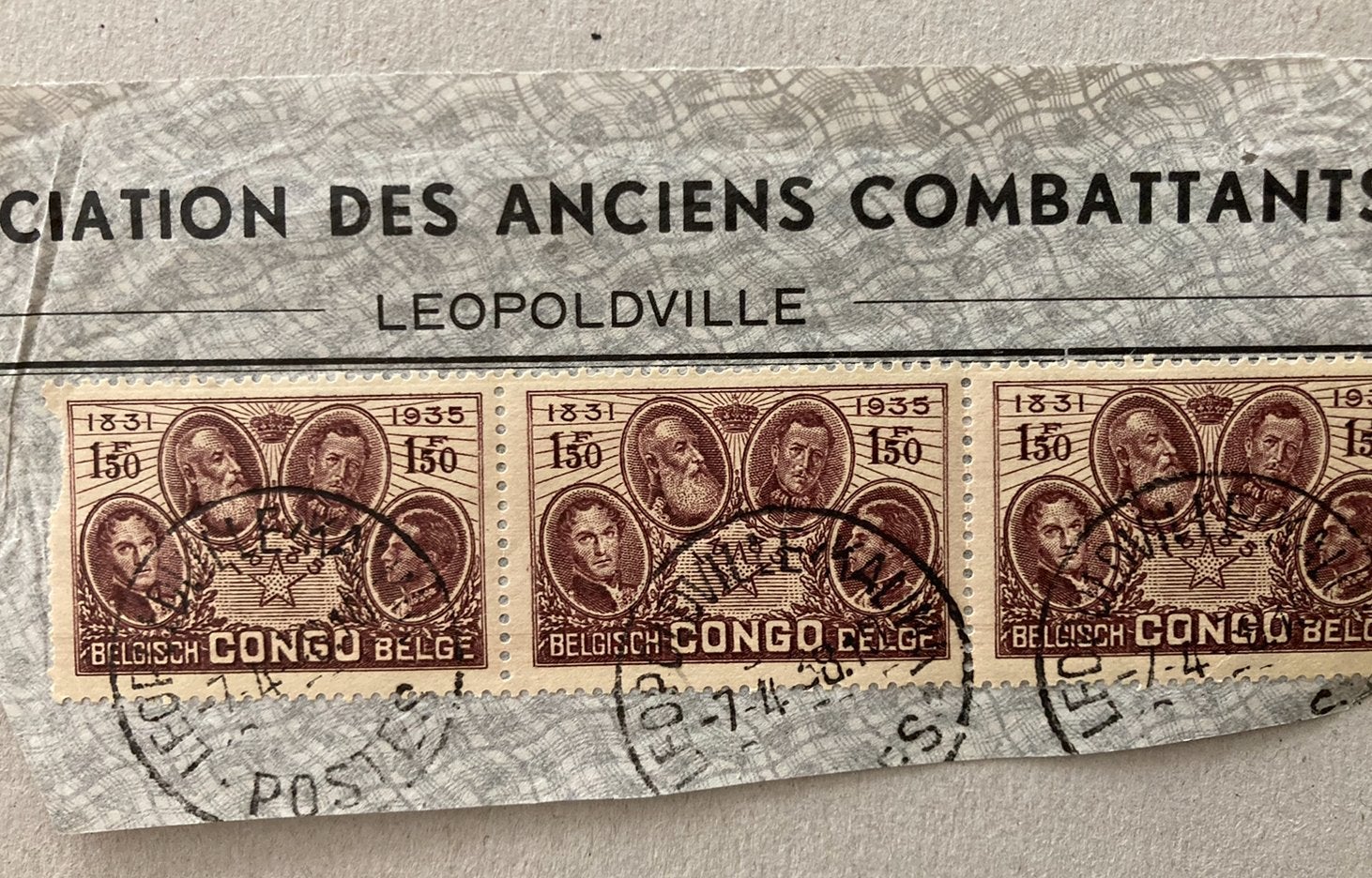 Postzegels Belgisch Congo op brieffragment/1935, Verzenden, Gestempeld