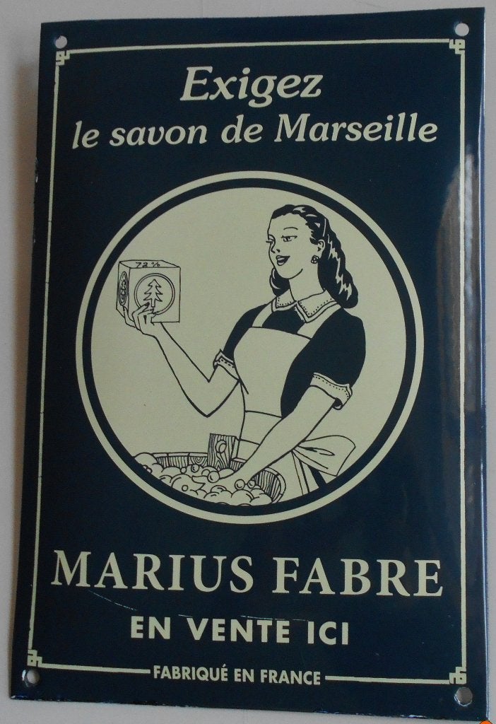 Plaque émaillée pub savon de Marseille., Collections, Enlèvement ou Envoi, Comme neuf, Panneau publicitaire