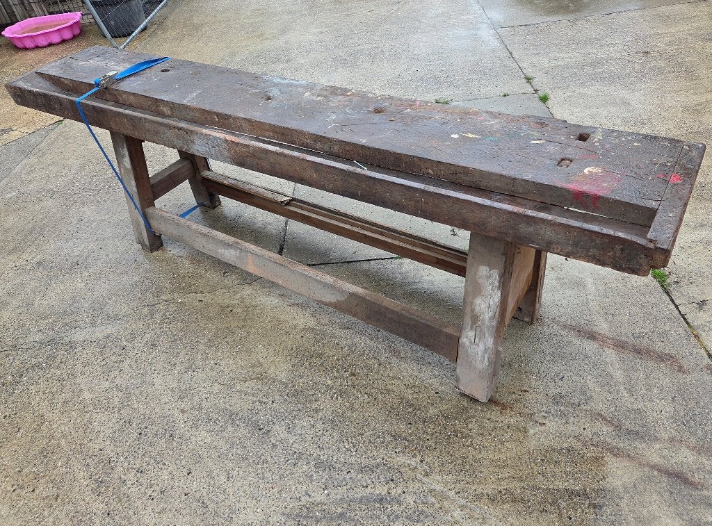 Antieke eiken werkbank, Doe-het-zelf en Bouw, Ophalen, Gebruikt, 170 cm of meer