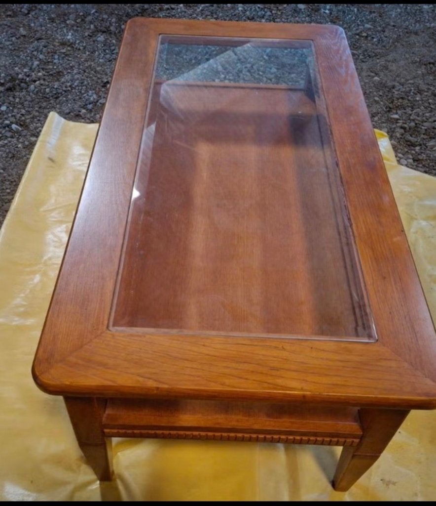 Table de salon en bois massif, Enlèvement, Utilisé, Verre