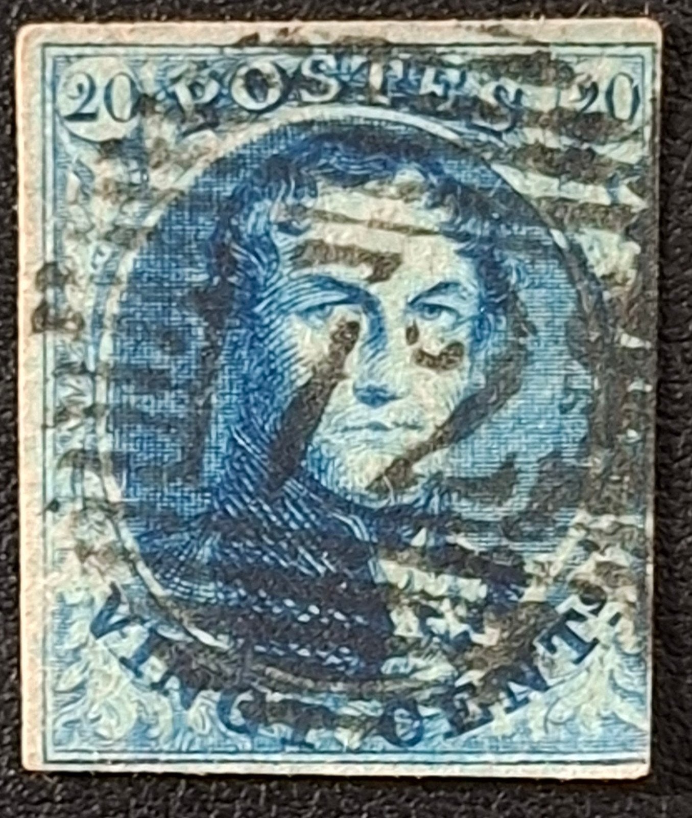Belgique COB 4 (●) Épaulettes 1849., Avec timbre, Enlèvement ou Envoi, Sans gomme, Affranchi