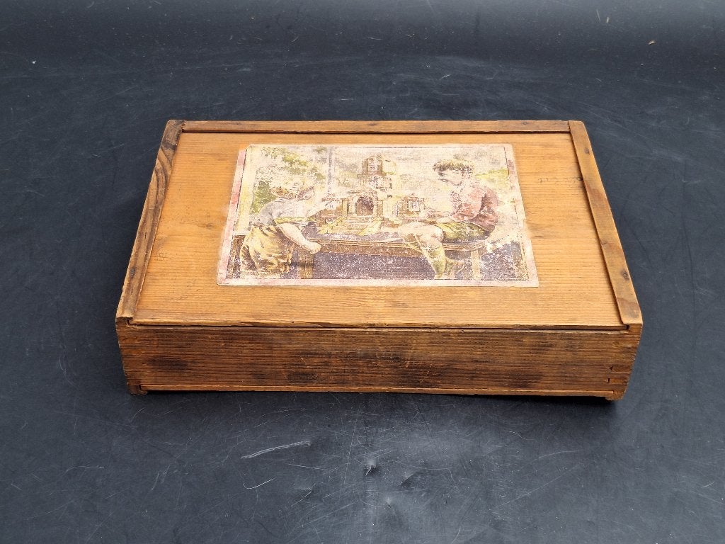 oude houten blokkendoos, begin 1900, Ophalen of Verzenden