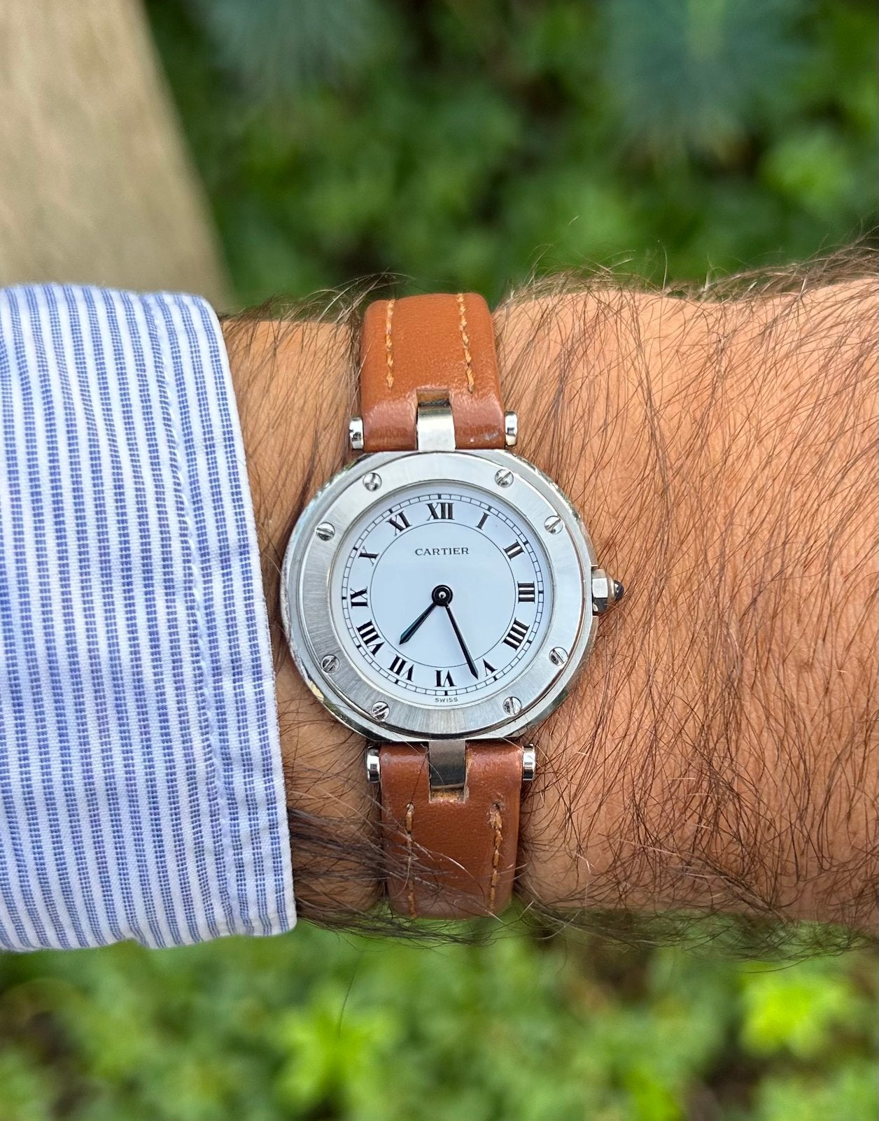 Cartier Santos 8192, Montre-bracelet, Enlèvement ou Envoi, Cuir, Acier