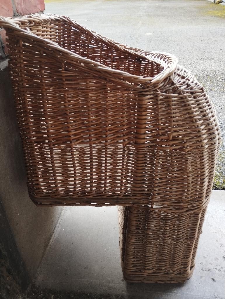 Fietsstoeltje van rotan - Vintage, Fietsen en Brommers, Fietsaccessoires | Fietsstoeltjes, Ophalen, 9 t/m 18 kg, Achterzitje, Objet artisanal