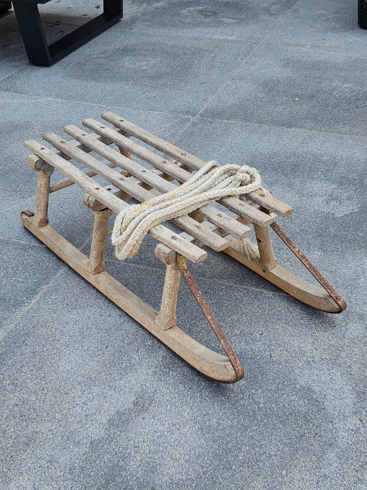 Vintage houten slee, decoratief, Ophalen