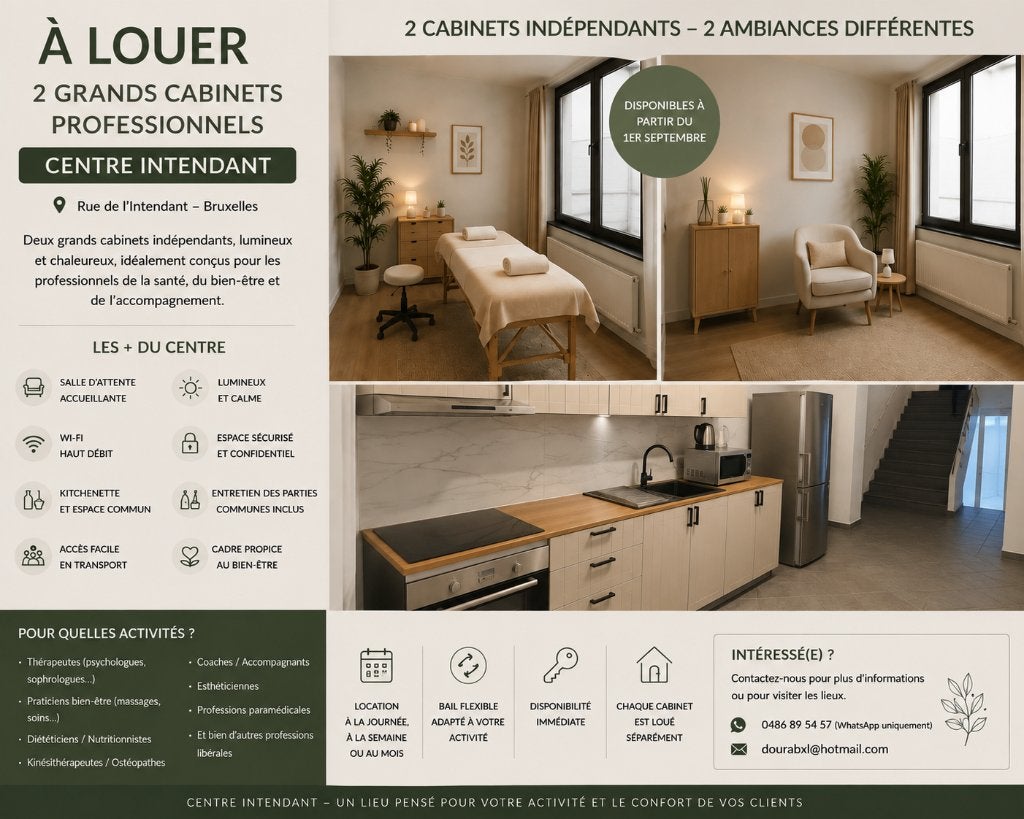 Location cabinet professionnels, 20 à 35 m²
