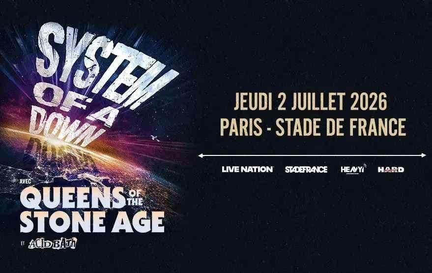 Billets System Of A Down - Stade de France - 2 juillet 2026, Tickets & Billets, Trois personnes ou plus, Juillet, Hard Rock ou Metal