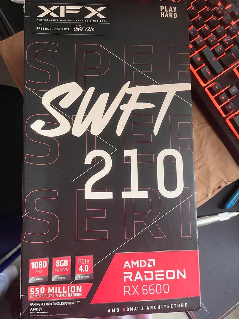 amd radeon rx 6600 xfx 210 carte graphique, Informatique & Logiciels, AMD, GDDR6, Comme neuf, Enlèvement