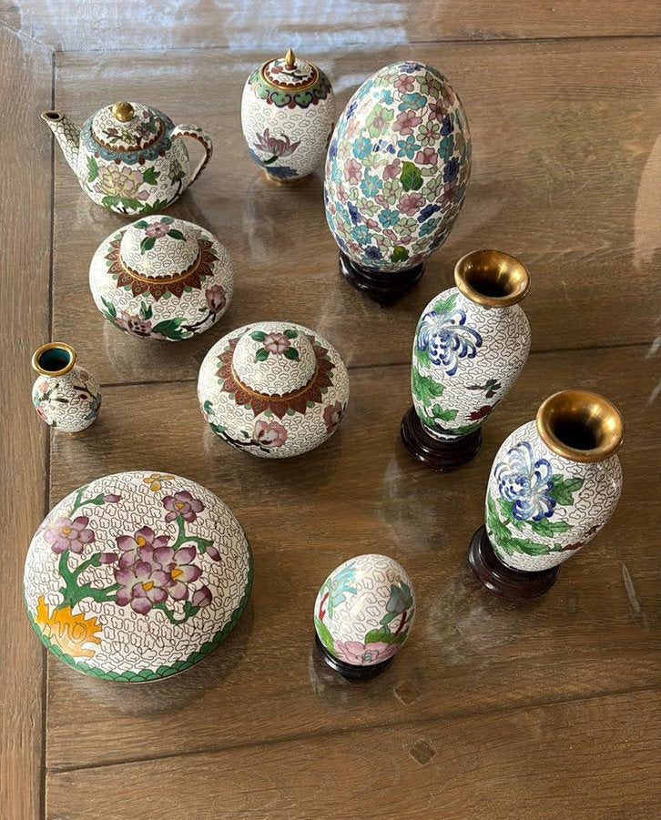 Chinees vintage cloisonne emaille vaasjes verzameling 10, Ophalen of Verzenden, Koper