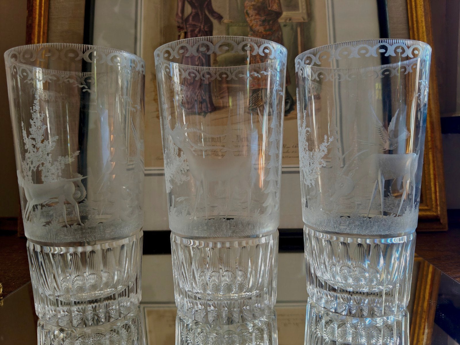 3 Val Saint Lambert kristallen glazen, jachttaferelen, 14 cm, Antiek en Kunst, Verzenden