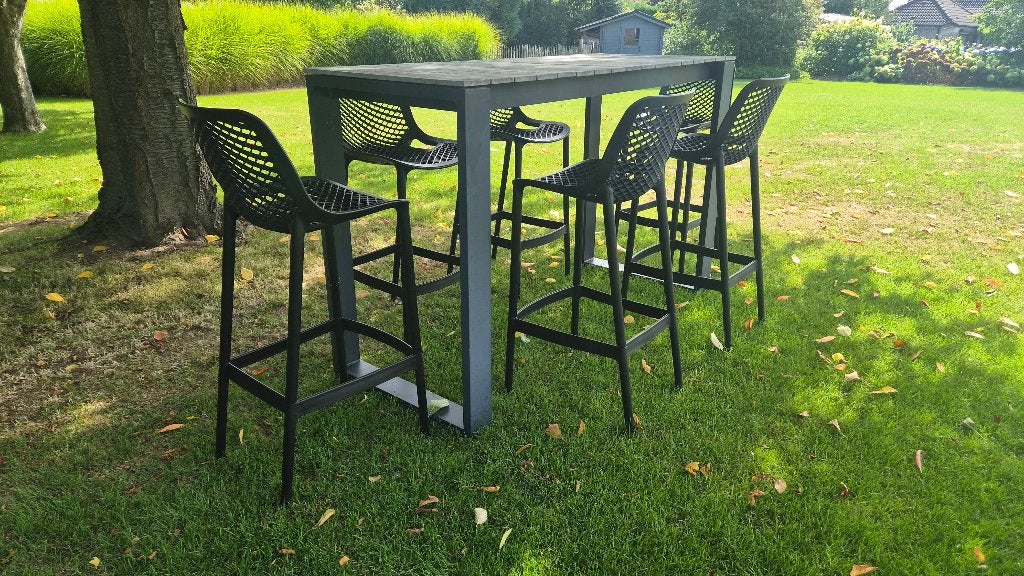 Tuinset zwart/hout, Ophalen, Gebruikt, 6 zitplaatsen, Tuinset