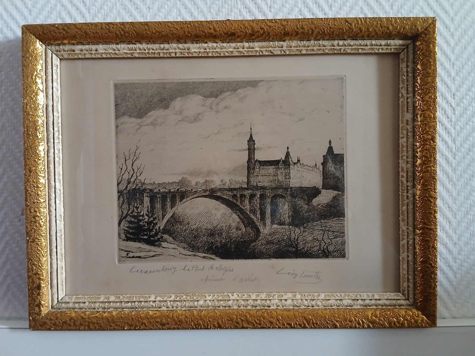 Oude gravure — toeschrijving Léon Tombu (1866–1958), Ophalen of Verzenden, Ets