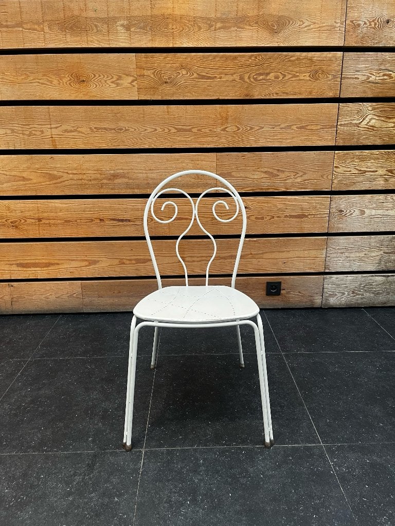 10 witte metalen bistrostoelen – vintage Franse stijl, Ophalen, Gebruikt, Vintage franse stijl, Wit