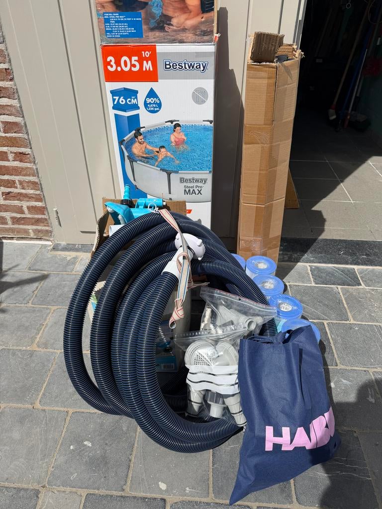 Zwembad bestway 305 x 76 cm met alle toebehoren, Ophalen, Zo goed als nieuw