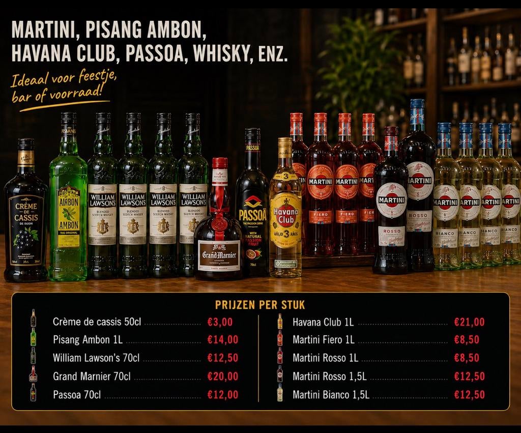 -30% Verkoop dranken wegens stopzetting activiteit -30%