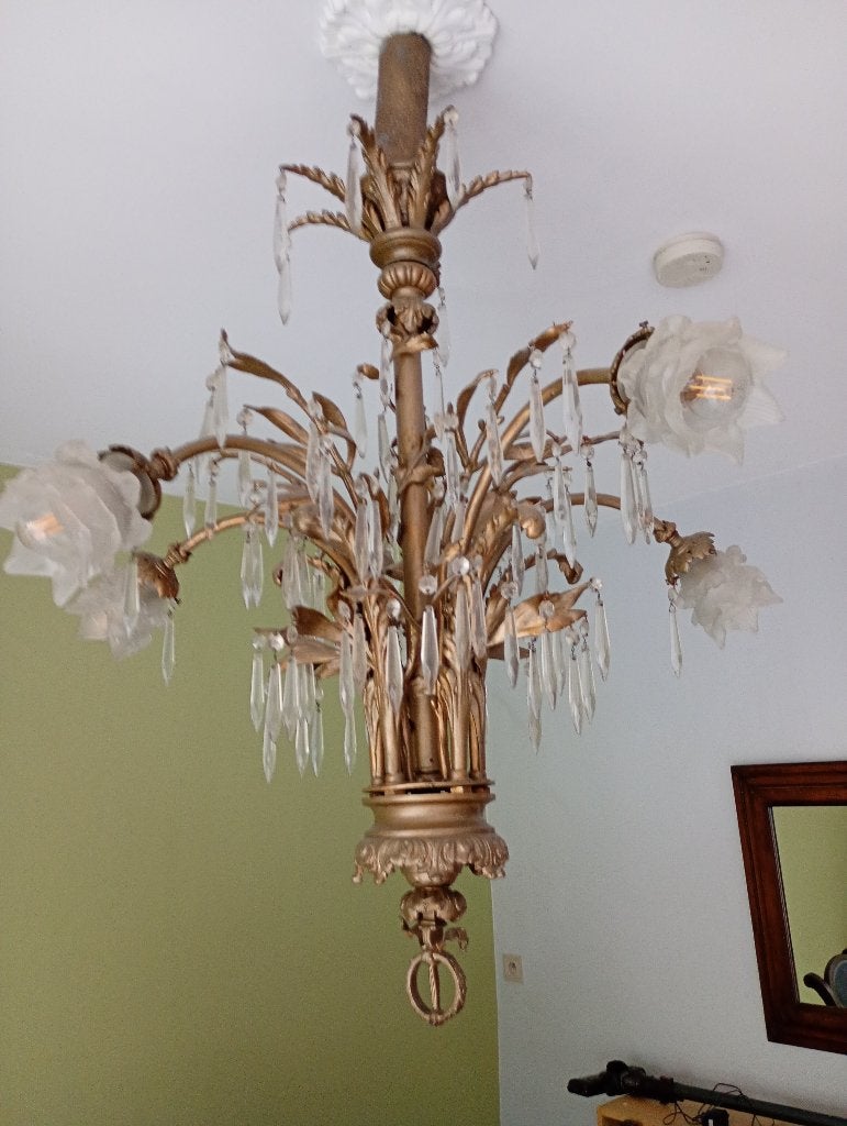 GRAND LUSTRE ANCIEN BRONZE, Ophalen