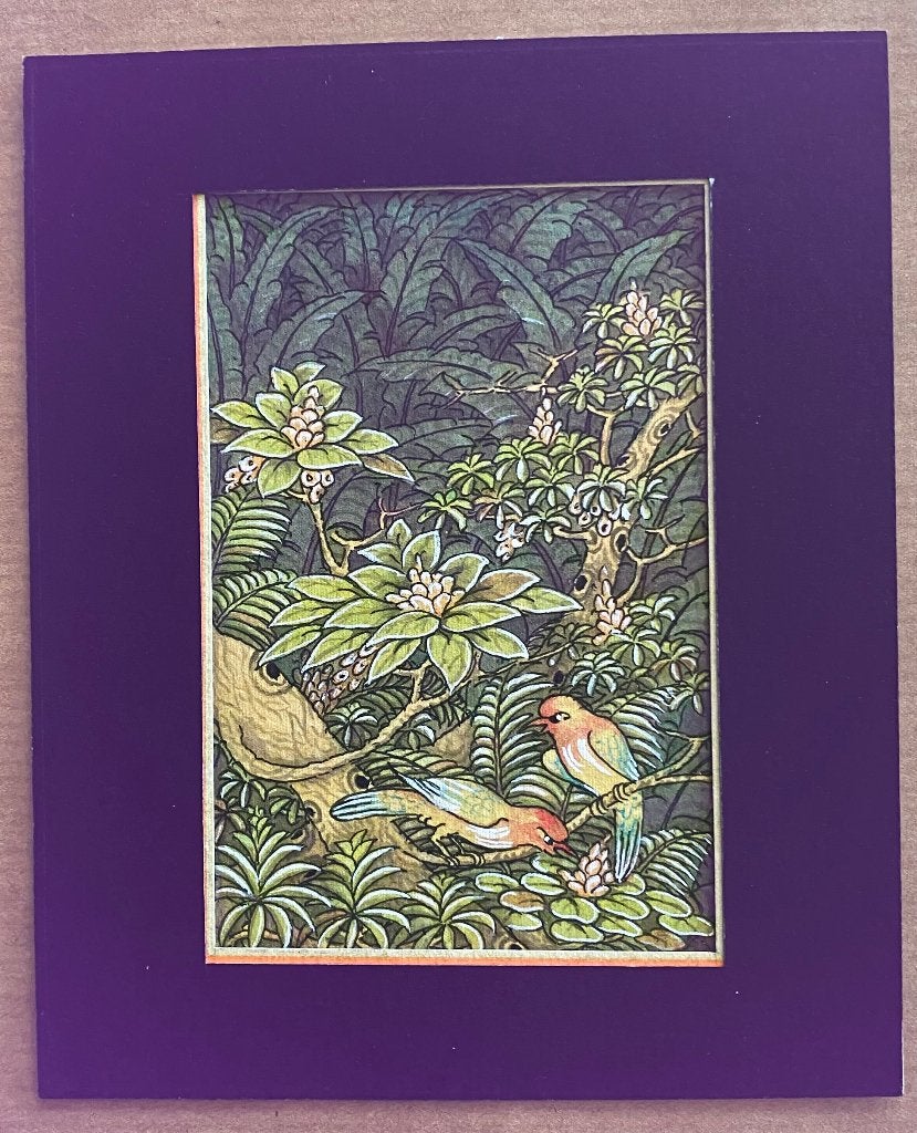 ‘VOGELS IN HET BOS’ – KLEINE VEELKLEURIGE AQUAREL – BALI!, Antiquités & Art, Indonésie, Peint, Multicolore, Envoi