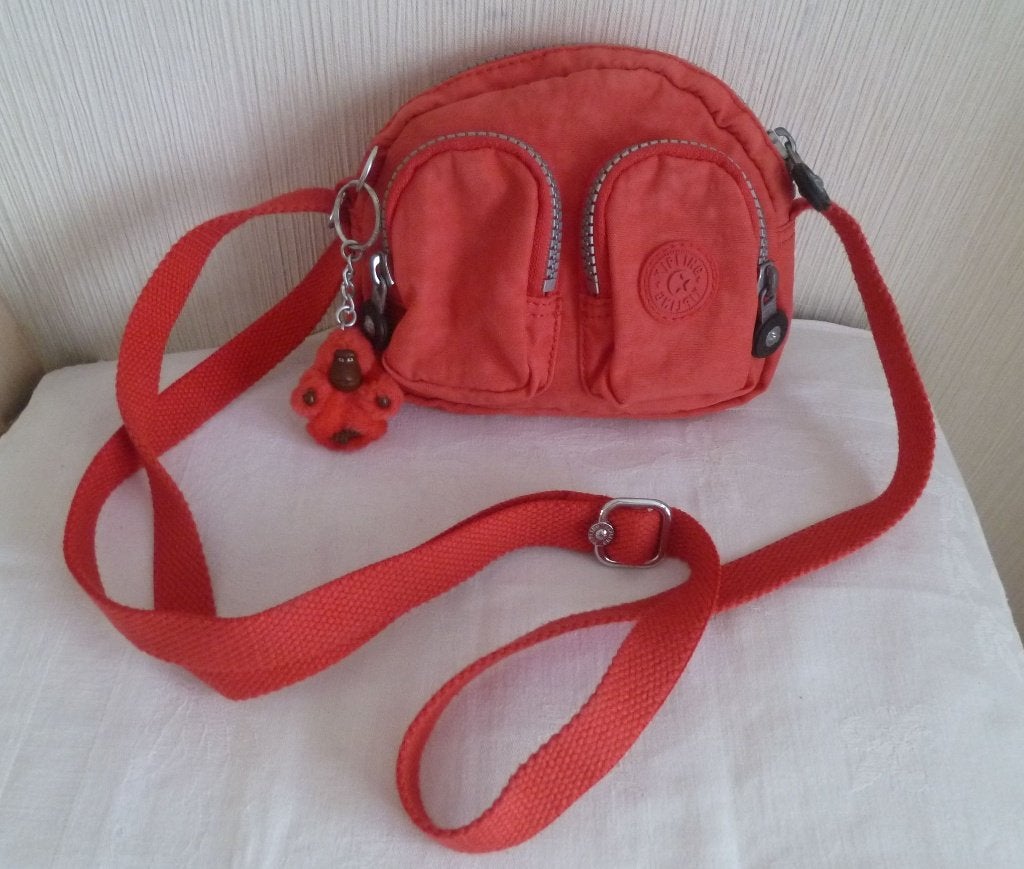 Kipling mini-schoudertas koraal + aap, Ophalen of Verzenden, Gebruikt, Overige kleuren, Kipling