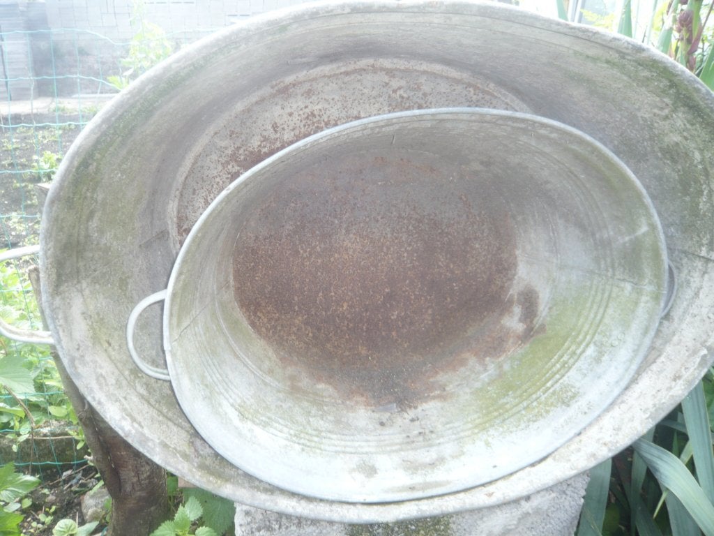 3 vieilles  grand baignoires en zinc, Jardin & Terrasse, Enlèvement, Utilisé