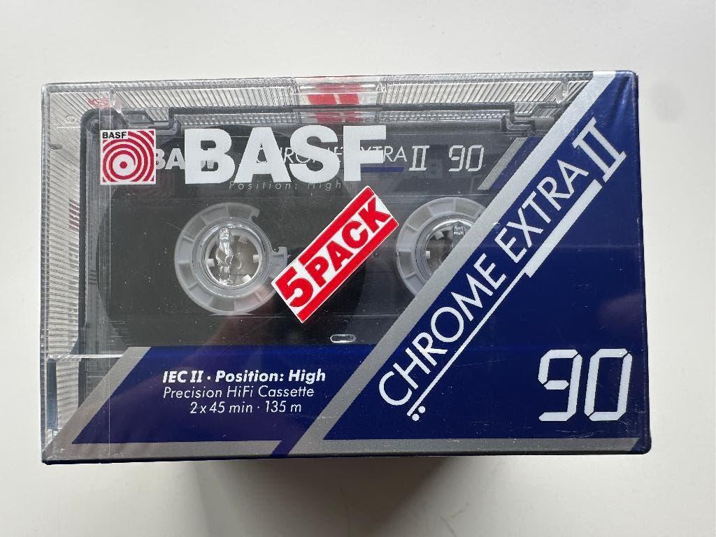 Set van 5 BASF nieuwe Chrome Type 2 cassettes, Cd's en Dvd's, Cassettebandjes, 2 t/m 25 bandjes, Overige genres, Ophalen of Verzenden