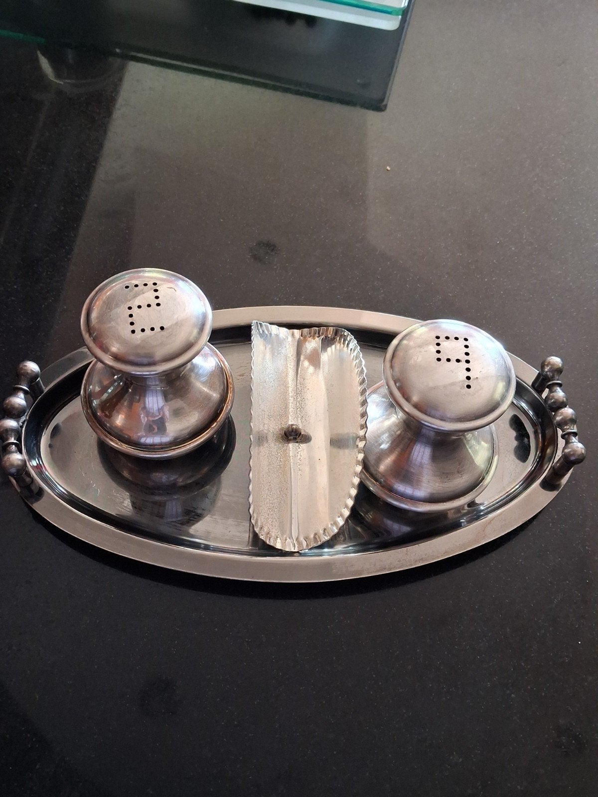 servce de table sel et poivre métal argenté, Antiquités & Art, Enlèvement ou Envoi, Argent