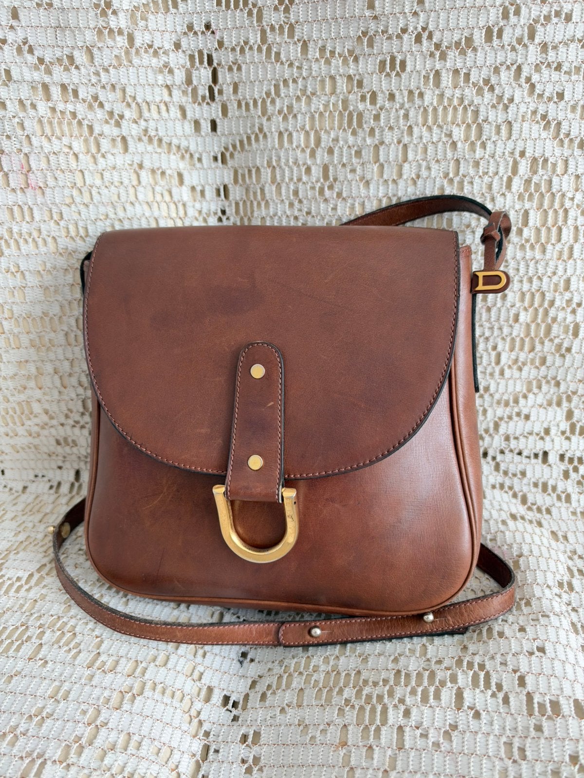 Dac bandoulière DELVAUX vintage cuir marron, Enlèvement ou Envoi, Comme neuf, Cuir