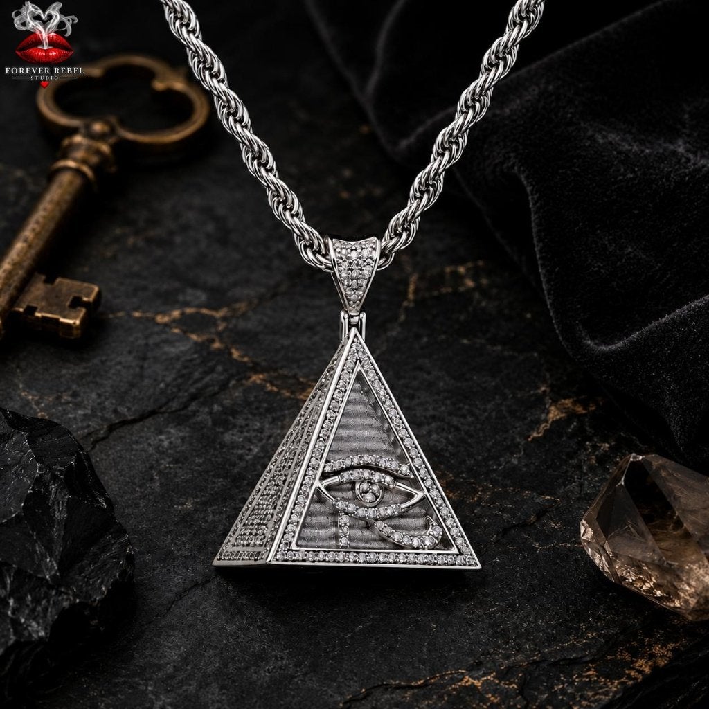 The Watcher - Horus oog - 197 Moissanite Stenen - 925 Zilver, Bijoux, Sacs & Beauté, Neuf, Croix ou Symbole, Avec pierre précieuse
