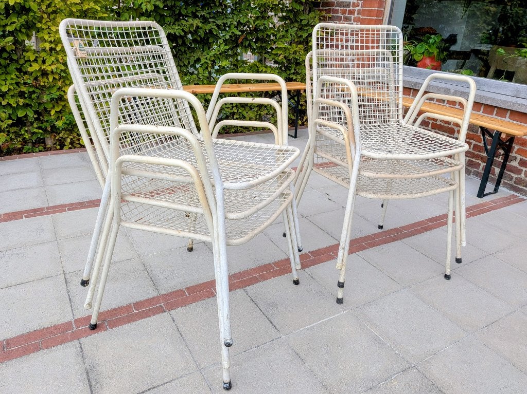 Vintage tuinstoelen, Jardin & Terrasse, Chaises de jardin, Enlèvement, Utilisé, Autres matériaux, Empilable