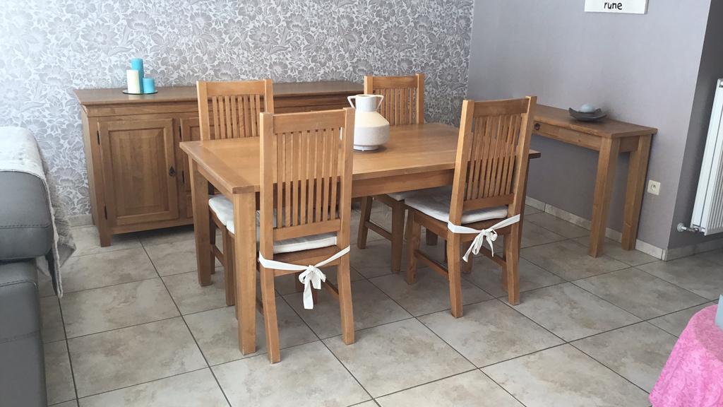 Teakhout eetkamer., Ophalen, Zo goed als nieuw, Teakhout, 4 tot 6 stoelen