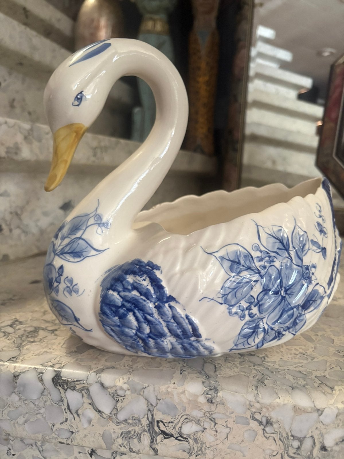 Vintage Portugese bloempot zwaan, Antiek en Kunst, Ophalen
