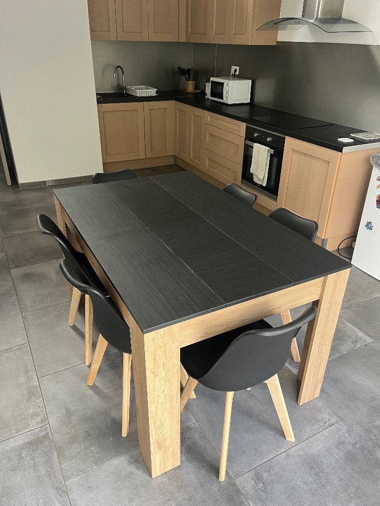 Table à manger chêne et noir, Maison & Meubles, 100 à 150 cm, Comme neuf, 50 à 100 cm, Chêne