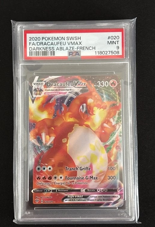 Dracaufeu VMAX 020/189 Ténèbres Embrasées PSA 9, Enlèvement ou Envoi, Neuf, Cartes en vrac