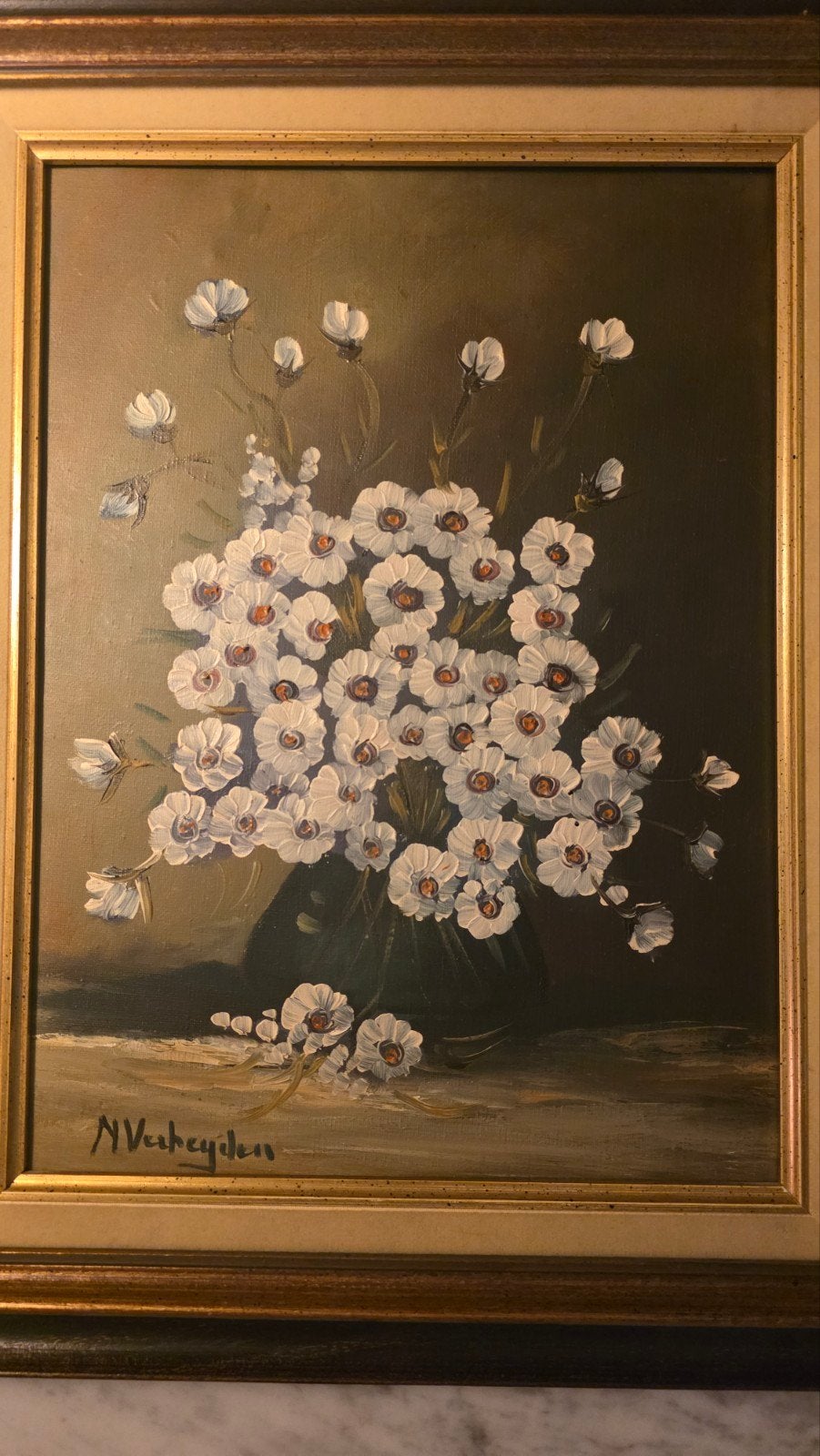 olieverfschilderij Nora Verheyden, Peinture à l'huile, Enlèvement, Fleurs, Toile