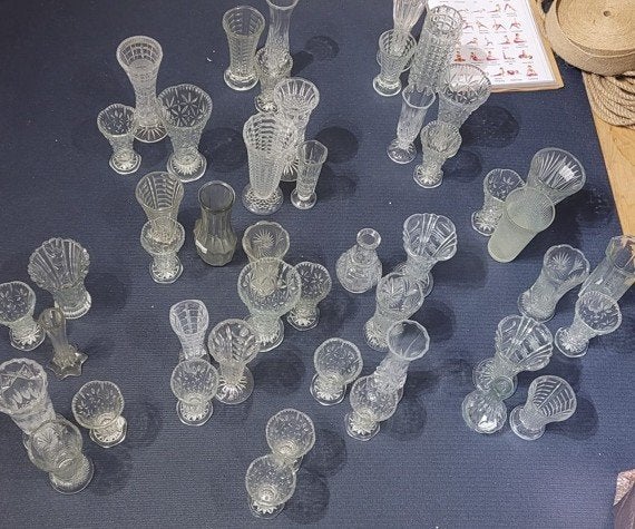 Trouwdecoratie - Vaasjes  +40 stuks, Huis en Inrichting, Ophalen, Gebruikt, Transparant, Glas