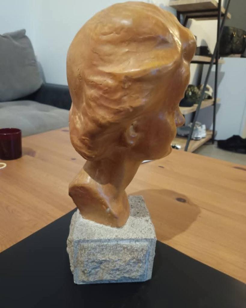 Terracotta buste van Ernest Patris
ondertekend, Antiek en Kunst, Ophalen of Verzenden