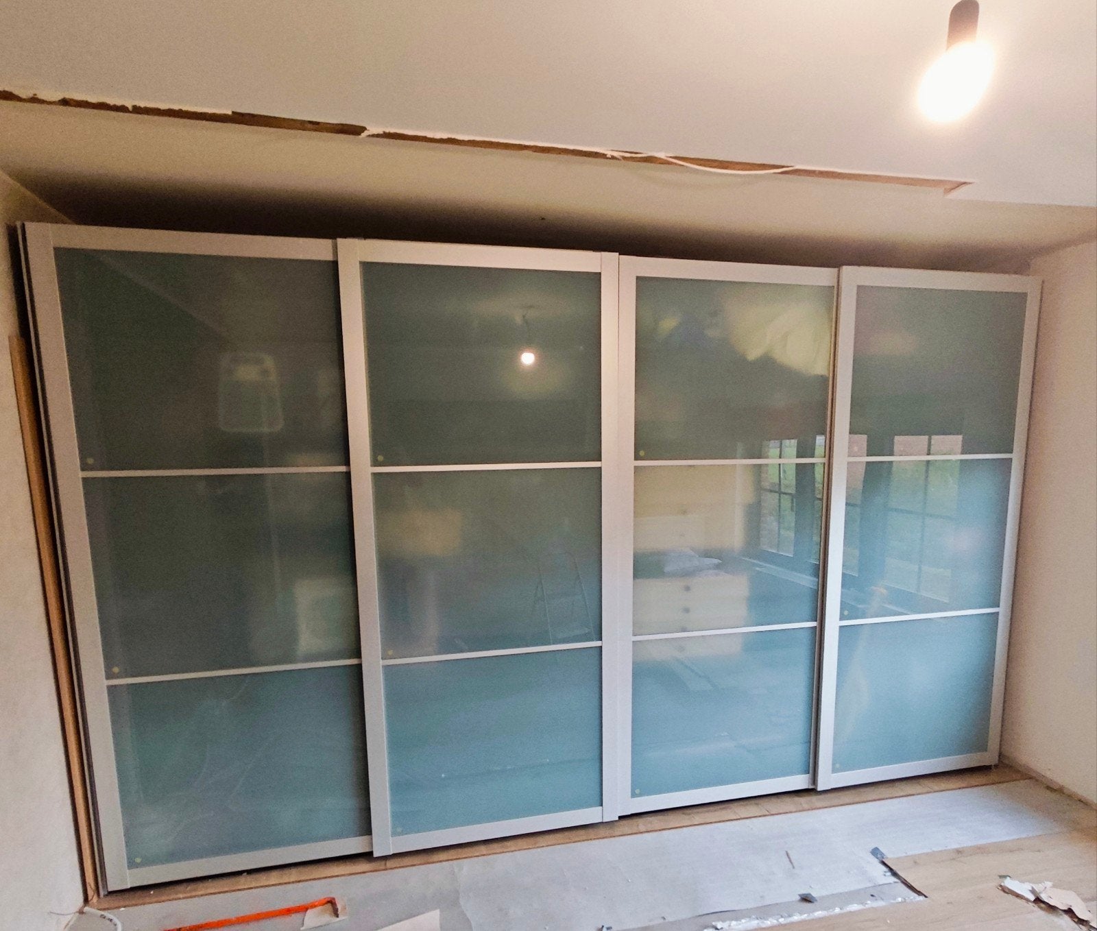 4 schuifdeuren van pax kasten 1m X 236m, 75 à 150 cm, Aluminium, Comme neuf, Enlèvement