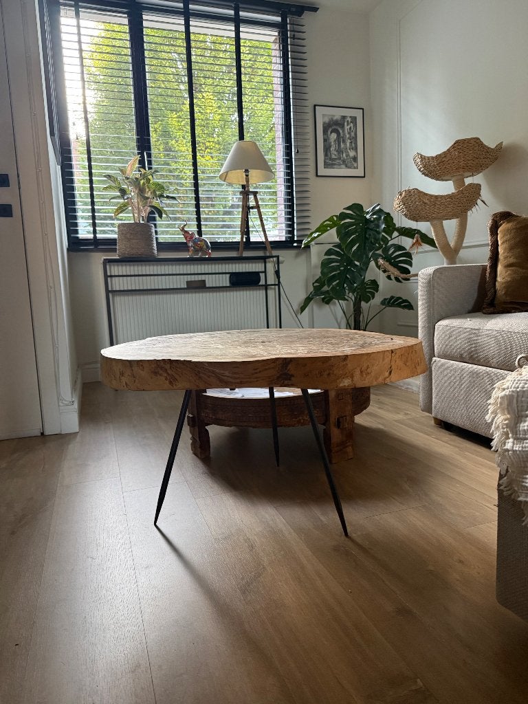 Salon tafel boomschijf, Enlèvement, Utilisé, 50 à 100 cm, 5 – 50