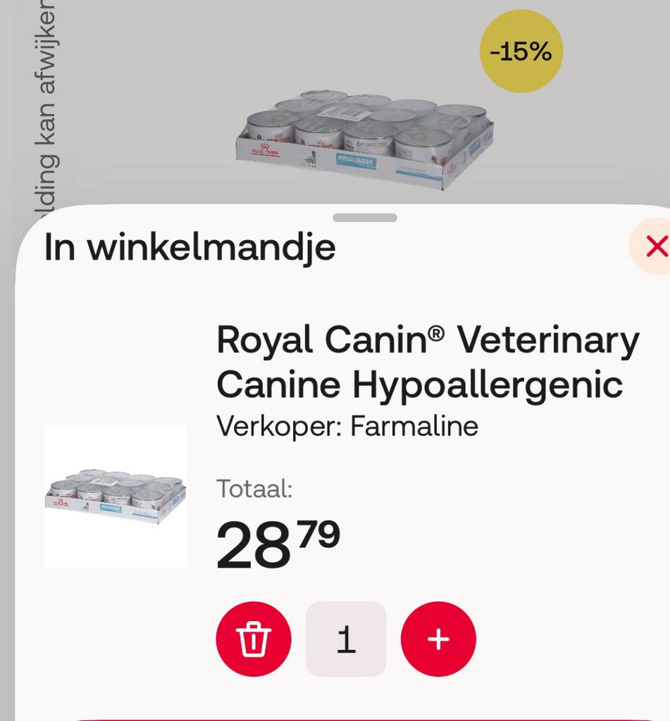 11 blikjes Royal Canin Hypoallergeen 200 mg, Dieren en Toebehoren, Ophalen of Verzenden, Zo goed als nieuw