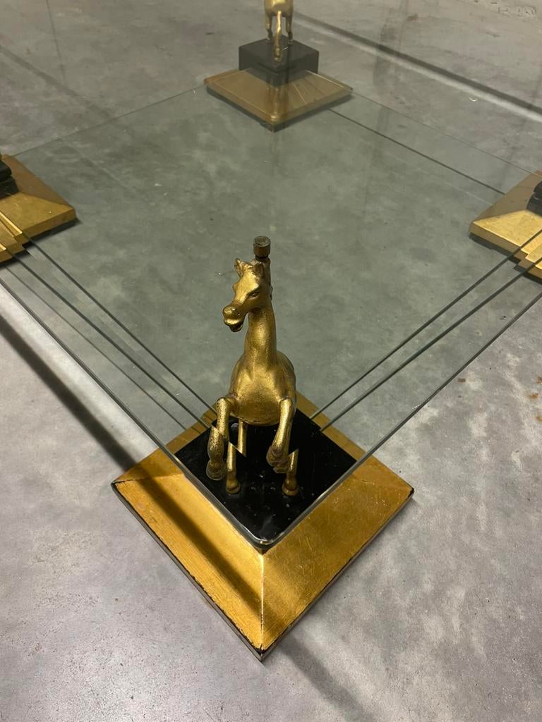 Table vintage avec chevaux en bronze, Enlèvement ou Envoi, Utilisé