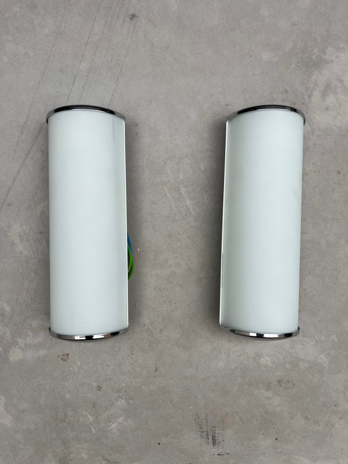 Vintage IKEA JOD V9409 wandlampen – opaalglas/chroom – set, LED, IKEA, Ophalen of Verzenden, Zo goed als nieuw