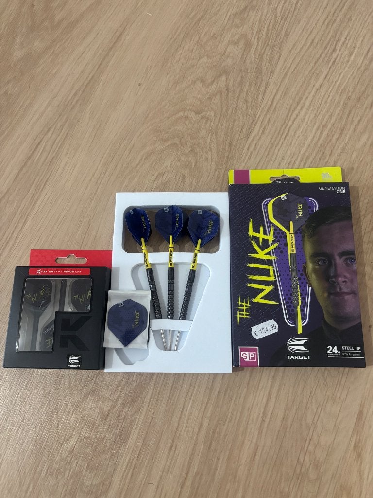 Luke the nuke littler set 24 gram +set K flex  Ruil?, Sport en Fitness, Darts, Ophalen, Zo goed als nieuw, Pijlen