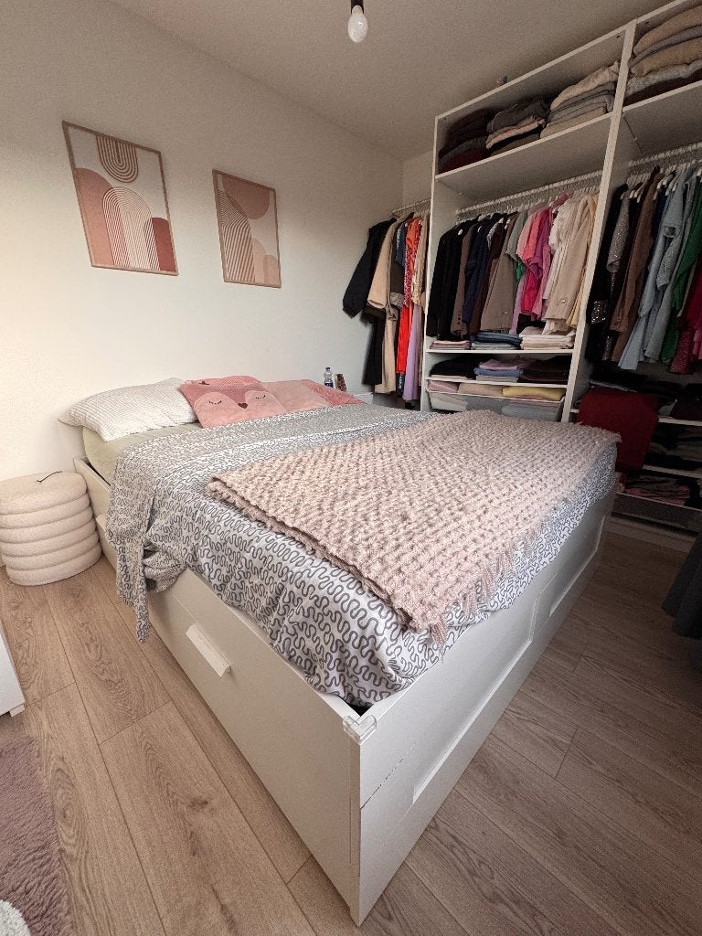 Bed, Huis en Inrichting, Ophalen, Gebruikt, Wit, Tweepersoons