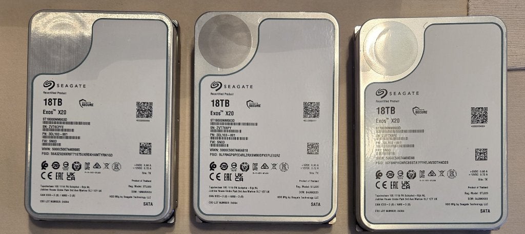 3x Disques durs 18TB Seagate Exos X20 HDD, Informatique & Logiciels, Disques durs, Utilisé, SATA, Enlèvement ou Envoi