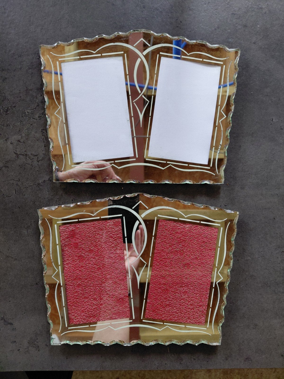 Vintage fotolijst art deco stijl In glas, Ophalen, Glas