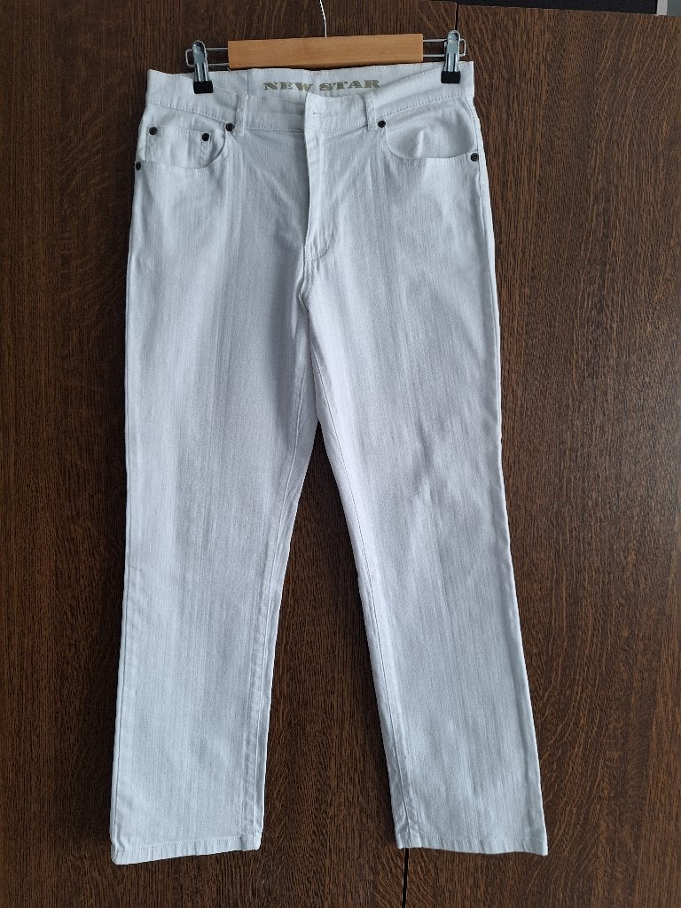 Witte jeansbroek, Taille 38/40 (M), Comme neuf, New Star, Blanc