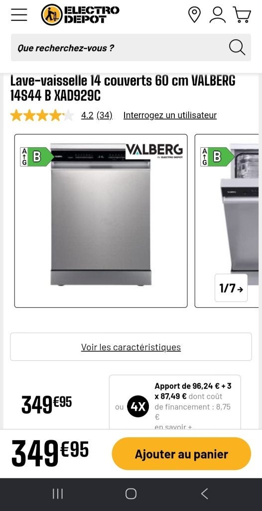 Lave-vaisselle Valberg, Programme court, Moins de 10 litres, Enlèvement, Utilisé