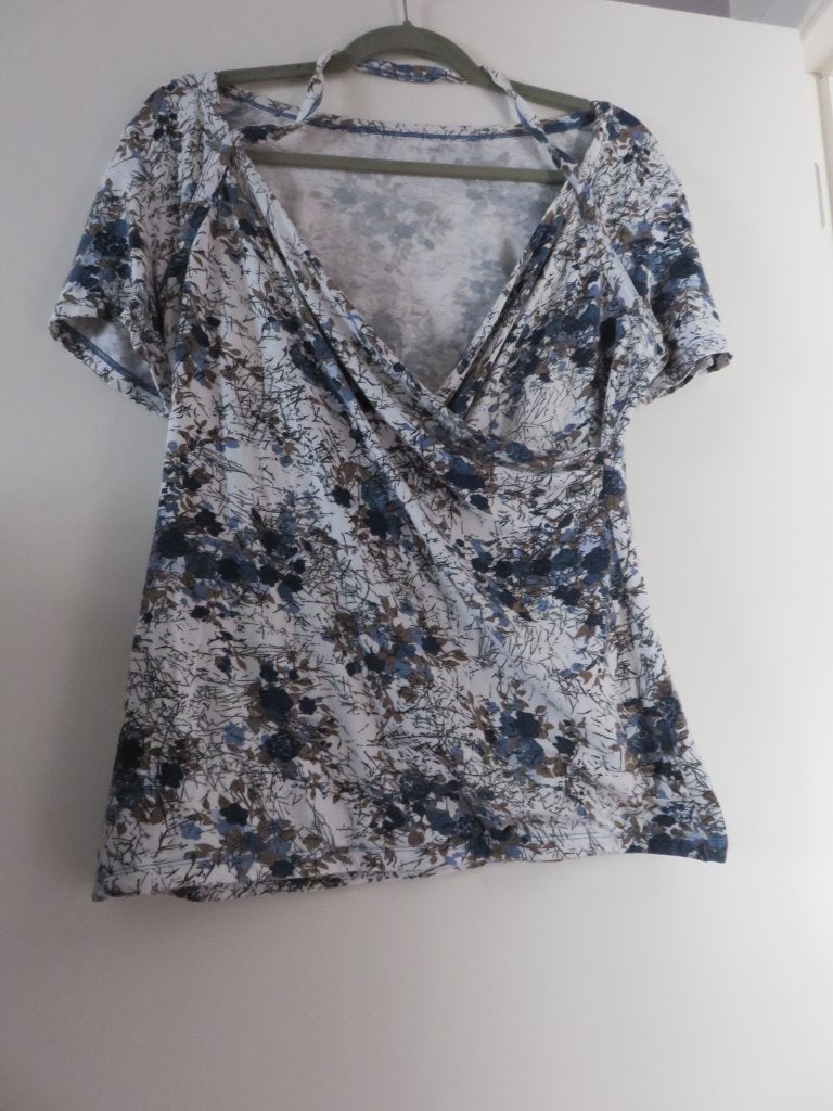 Dames blouse - wit, blauw, bruin - V- hals, Ophalen of Verzenden, Gedragen, Overige kleuren