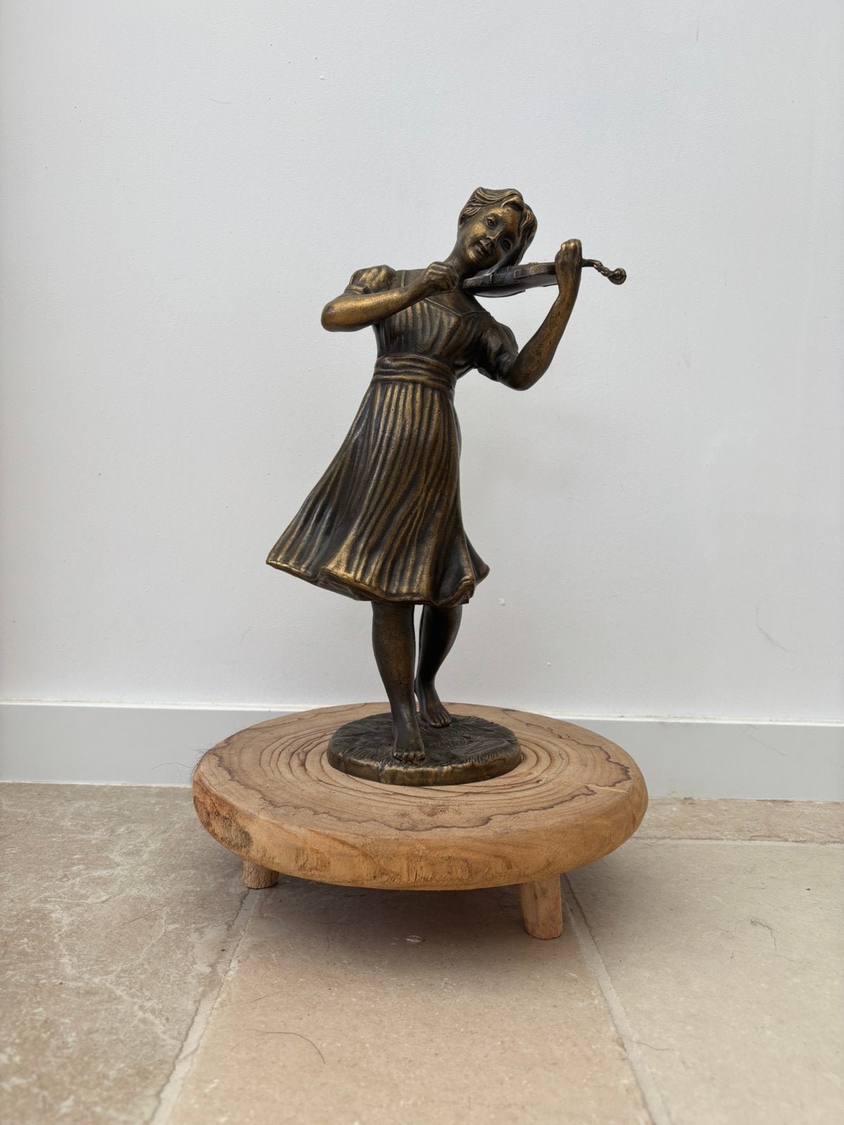 Fonderia Lancini — statue de violoniste en bronze — Italie, Antiquités & Art, Statue, Patiné, Brons, Enlèvement